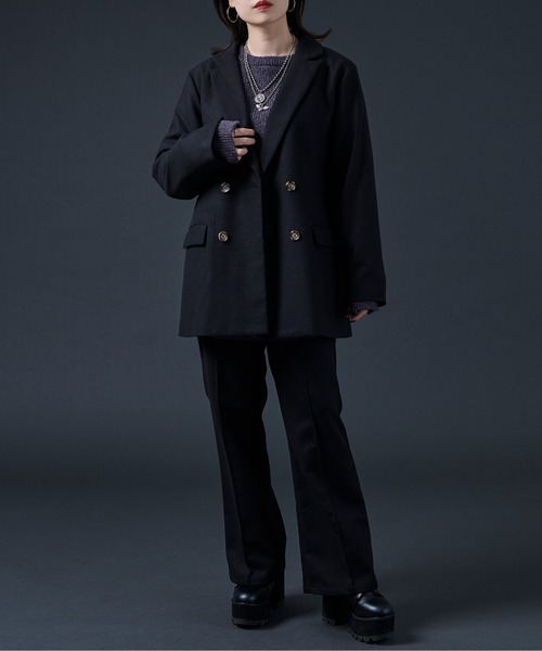 Ellno Loset（エルノロゼット）の「AWセンタープレスフレアパンツ/セットアップ対応（スラックス・メンズ・ダークパープル/ダークグリーン/ブラック・MEDIUM/LARGE）」の8枚目の写真