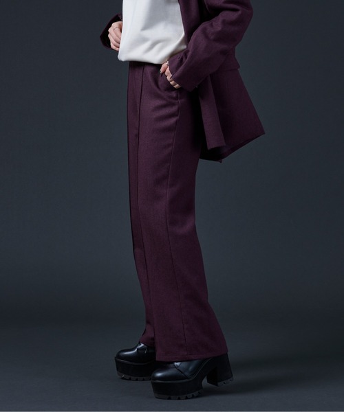 Ellno Loset（エルノロゼット）の「AWセンタープレスフレアパンツ/セットアップ対応（スラックス・メンズ・ダークパープル/ダークグリーン/ブラック・MEDIUM/LARGE）」の16枚目の写真