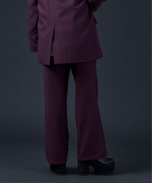 Ellno Loset（エルノロゼット）の「AWセンタープレスフレアパンツ/セットアップ対応（スラックス・メンズ・ダークパープル/ダークグリーン/ブラック・MEDIUM/LARGE）」の17枚目の写真