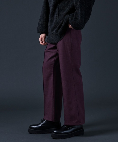 Ellno Loset（エルノロゼット）の「AWセンタープレスフレアパンツ/セットアップ対応（スラックス・メンズ・ダークパープル/ダークグリーン/ブラック・MEDIUM/LARGE）」の20枚目の写真
