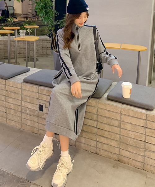 ハーフzipルーズスウェットワンピース ワンピース ドレス Mejane ミージェーン のファッション Zozotown限定 ワンピース