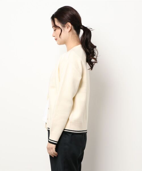 Te chichi（テチチ）の「ダブルジャカードキーネックカーディガン（カーディガン/ボレロ・レディース・ブラック/グレー/オフホワイト/ピンク・ﾌﾘ-）」の6枚目の写真