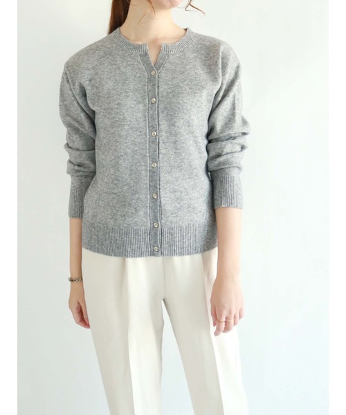 Te chichi（テチチ）の「ダブルジャカードキーネックカーディガン（カーディガン/ボレロ・レディース・ブラック/グレー/オフホワイト/ピンク・ﾌﾘ-）」の3枚目の写真