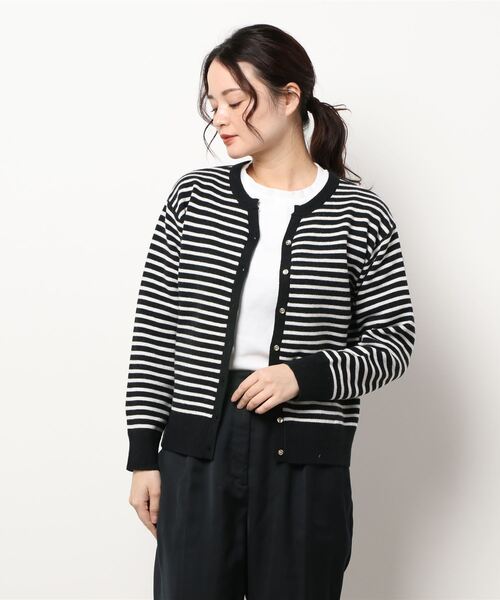 Te chichi（テチチ）の「ダブルジャカードキーネックカーディガン（カーディガン/ボレロ・レディース・ブラック/グレー/オフホワイト/ピンク・ﾌﾘ-）」の10枚目の写真