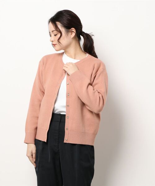 Te chichi（テチチ）の「ダブルジャカードキーネックカーディガン（カーディガン/ボレロ・レディース・ブラック/グレー/オフホワイト/ピンク・ﾌﾘ-）」の7枚目の写真