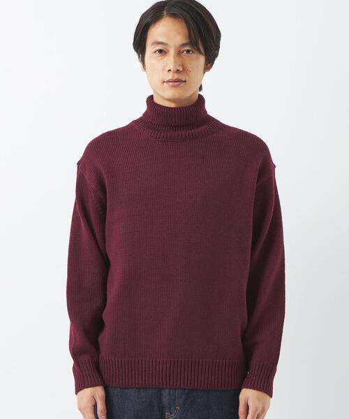 green label relaxing（グリーンレーベルリラクシング）の「スペインウールポリエステル リンクス タートルネック ニット -ウォッシャブル-（ニット/セーター・メンズ・オフホワイト/ブラック/ワインレッド・S/L/M/XL）」の4枚目の写真