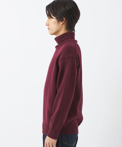 green label relaxing（グリーンレーベルリラクシング）の「スペインウールポリエステル リンクス タートルネック ニット -ウォッシャブル-（ニット/セーター・メンズ・オフホワイト/ブラック/ワインレッド・S/L/M/XL）」の7枚目の写真