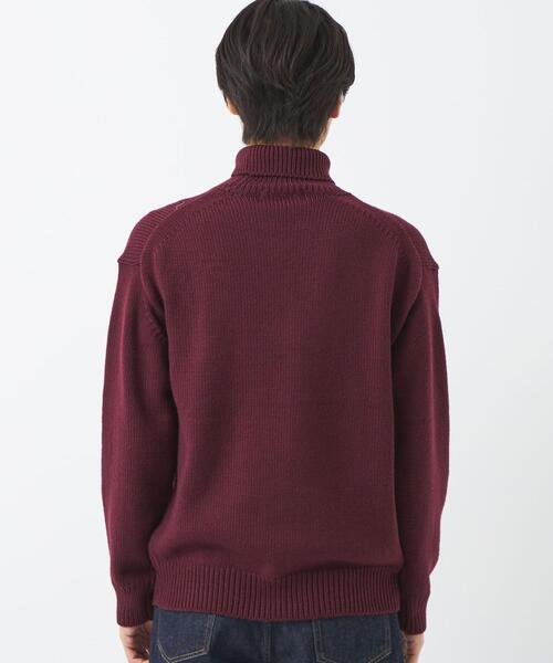 green label relaxing（グリーンレーベルリラクシング）の「スペインウールポリエステル リンクス タートルネック ニット -ウォッシャブル-（ニット/セーター・メンズ・オフホワイト/ブラック/ワインレッド・S/L/M/XL）」の8枚目の写真