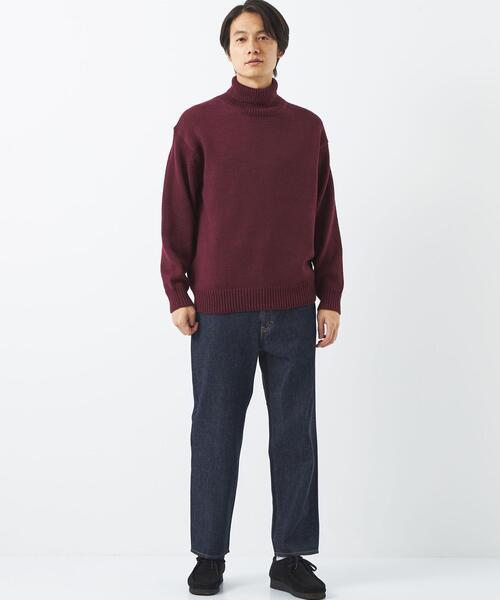 green label relaxing（グリーンレーベルリラクシング）の「スペインウールポリエステル リンクス タートルネック ニット -ウォッシャブル-（ニット/セーター・メンズ・オフホワイト/ブラック/ワインレッド・S/L/M/XL）」の10枚目の写真