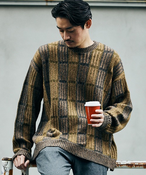 JOURNAL STANDARD(ジャーナルスタンダード)の「【GEOM PATTERN / ジオメパターン】ウール混 ジャガード クルーネック ニット(ニット/セーター・メンズ・ラベンダー/ネイビー/ブラック系その他/イエロー/カーキ・LARGE/MEDIUM)」の13枚目の写真