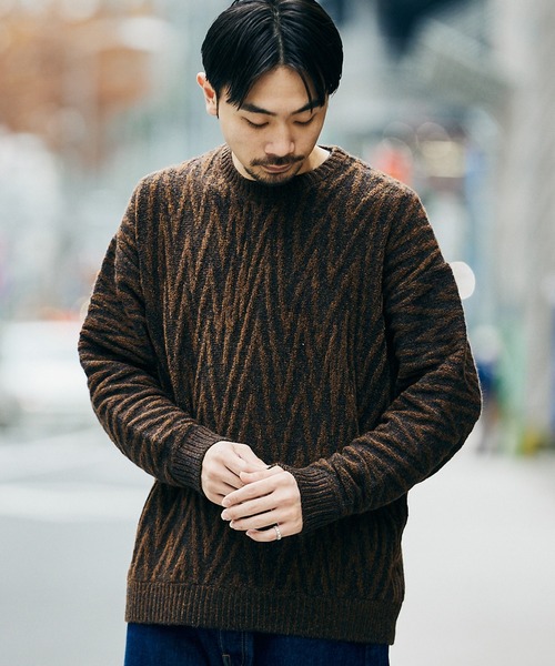 JOURNAL STANDARD(ジャーナルスタンダード)の「【GEOM PATTERN / ジオメパターン】ウール混 ジャガード クルーネック ニット(ニット/セーター・メンズ・ラベンダー/ネイビー/ブラック系その他/イエロー/カーキ・LARGE/MEDIUM)」の9枚目の写真