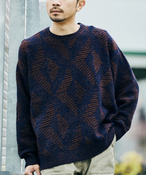 JOURNAL STANDARD(ジャーナルスタンダード)の「【GEOM PATTERN / ジオメパターン】ウール混 ジャガード クルーネック ニット(ニット/セーター・メンズ・ラベンダー/ネイビー/ブラック系その他/イエロー/カーキ・LARGE/MEDIUM)」の17枚目の写真