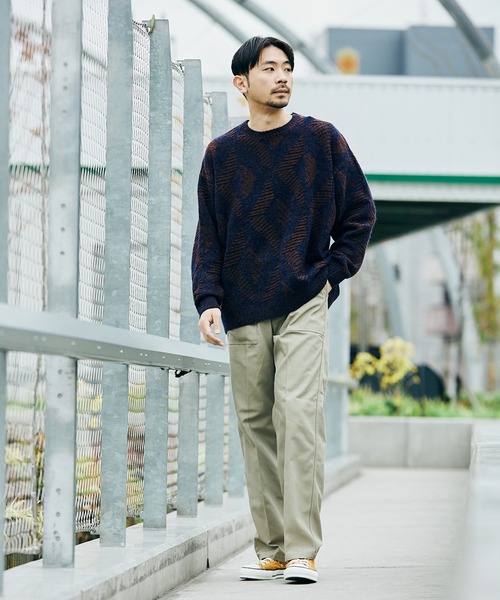 JOURNAL STANDARD(ジャーナルスタンダード)の「【GEOM PATTERN / ジオメパターン】ウール混 ジャガード クルーネック ニット(ニット/セーター・メンズ・ラベンダー/ネイビー/ブラック系その他/イエロー/カーキ・LARGE/MEDIUM)」の21枚目の写真