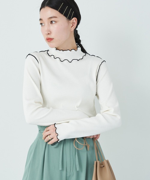 earth music&ecology（アースミュージックアンドエコロジー）の「リブメローカットソー＊（その他トップス・レディース・ブラック/ブルー/アイボリー/モカ・S/M）」の2枚目の写真