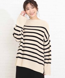 SHOO・LA・RUE | 畦編みワイドスリーブ ボーダーニット(ニット/セーター)