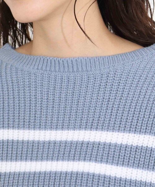 SHOO・LA・RUE（シューラルー）の「◆畦編みボーダー柄ふんわりゆるニット（ニット/セーター・レディース・ベージュ系2/ネイビー系2/ブルー系7・00）」の7枚目の写真