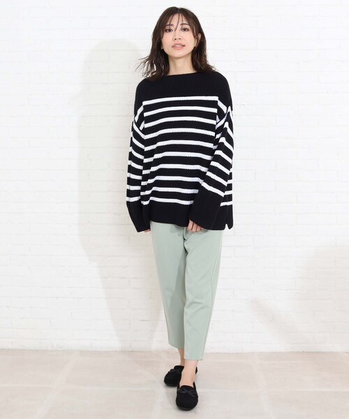 SHOO・LA・RUE（シューラルー）の「◆畦編みボーダー柄ふんわりゆるニット（ニット/セーター・レディース・ベージュ系2/ネイビー系2/ブルー系7・00）」の11枚目の写真