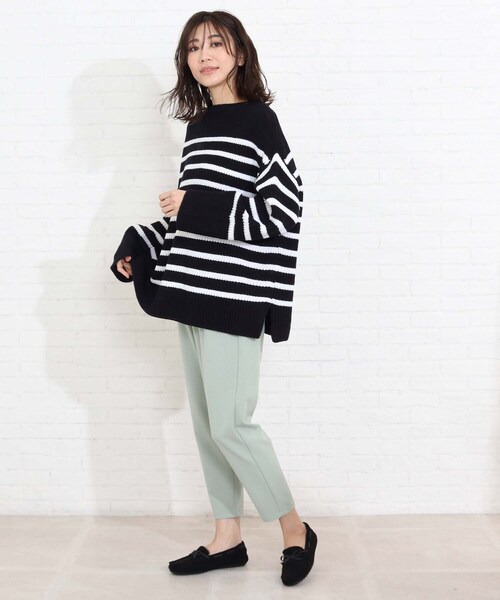 SHOO・LA・RUE（シューラルー）の「◆畦編みボーダー柄ふんわりゆるニット（ニット/セーター・レディース・ベージュ系2/ネイビー系2/ブルー系7・00）」の13枚目の写真