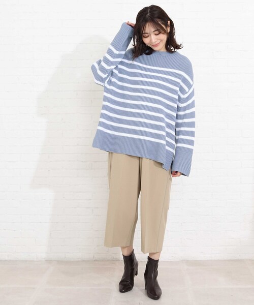 SHOO・LA・RUE（シューラルー）の「◆畦編みボーダー柄ふんわりゆるニット（ニット/セーター・レディース・ベージュ系2/ネイビー系2/ブルー系7・00）」の18枚目の写真