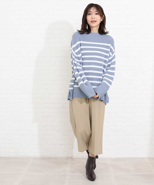 SHOO・LA・RUE（シューラルー）の「◆畦編みボーダー柄ふんわりゆるニット（ニット/セーター・レディース・ベージュ系2/ネイビー系2/ブルー系7・00）」の19枚目の写真