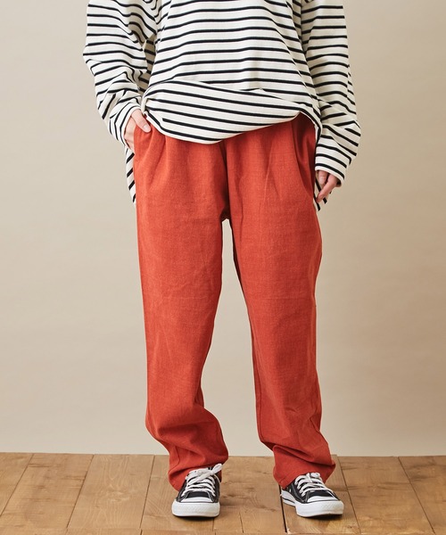 CUBE SUGAR（キューブシュガー）の「ピーチツイル ウエストゴム 無地 ワークパンツ（その他パンツ・レディース・ホワイト/ブラック/ナチュラル/サックスブルー/イエロー/オレンジ・M）」の6枚目の写真