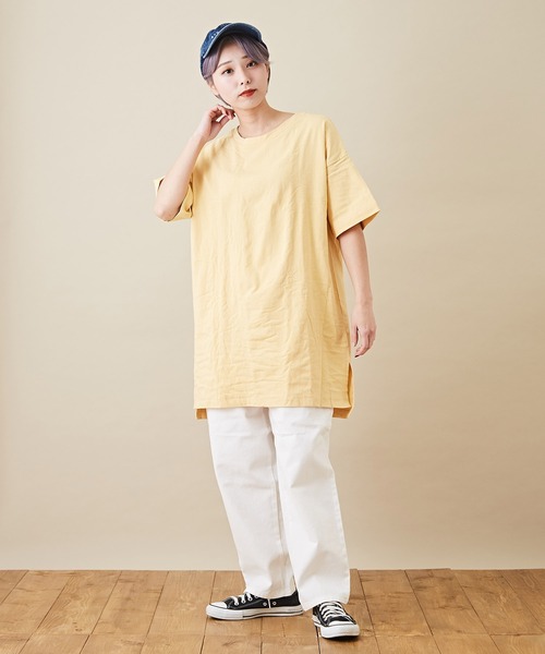 CUBE SUGAR（キューブシュガー）の「ピーチツイル ウエストゴム 無地 ワークパンツ（その他パンツ・レディース・ホワイト/ブラック/ナチュラル/サックスブルー/イエロー/オレンジ・M）」の9枚目の写真