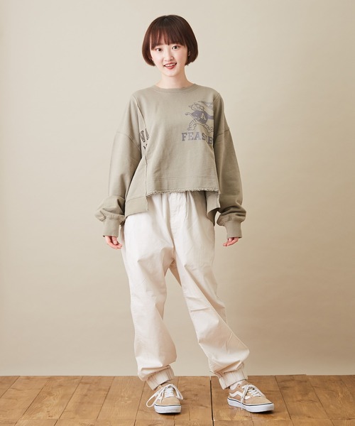 CUBE SUGAR（キューブシュガー）の「ピーチツイル ウエストゴム 無地 ワークパンツ（その他パンツ・レディース・ホワイト/ブラック/ナチュラル/サックスブルー/イエロー/オレンジ・M）」の18枚目の写真