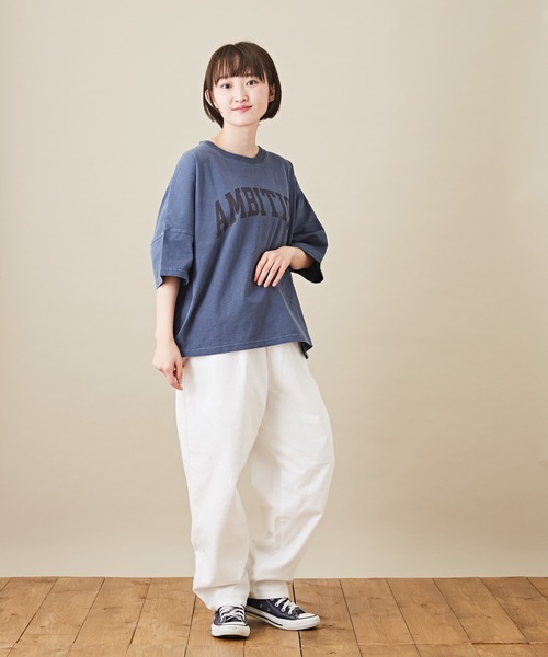 CUBE SUGAR（キューブシュガー）の「ピーチツイル ウエストゴム 無地 ワークパンツ（その他パンツ・レディース・ホワイト/ブラック/ナチュラル/サックスブルー/イエロー/オレンジ・M）」の8枚目の写真