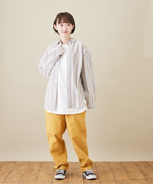 CUBE SUGAR（キューブシュガー）の「ピーチツイル ウエストゴム 無地 ワークパンツ（その他パンツ・レディース・ホワイト/ブラック/ナチュラル/サックスブルー/イエロー/オレンジ・M）」の7枚目の写真