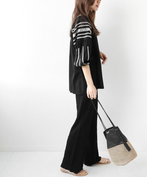 JOURNAL STANDARD relume(ジャーナルスタンダード レリューム)の「エンブロイダリースモックブラウス◆(シャツ/ブラウス・レディース・イエロー/ブラック・FREE)」の5枚目の写真