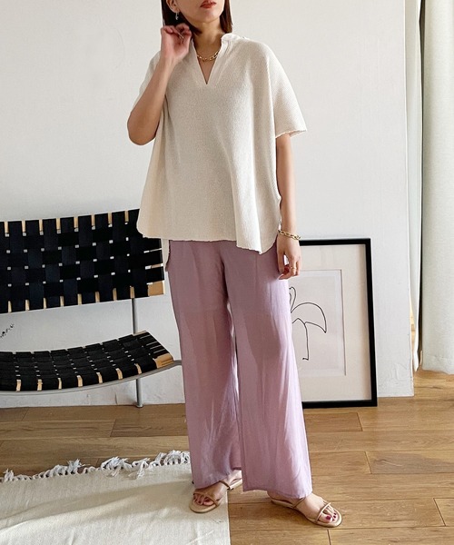 Shelly island（シェリーアイランド）の「シアーイージーワイドパンツ（その他パンツ・レディース・パープル/イエロー/オレンジ・FREE）」の5枚目の写真