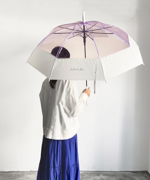 COMMON WARE(コモンウェアー)の「NT:バイカラービニール傘(長傘・レディース・ホワイト/ブラック/パープル/ピンク/ブルー/グリーン・FREE)」の1枚目の写真