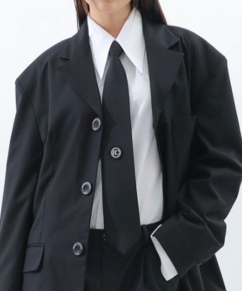 BASIC COTTON（ベーシックコットン）の「【BASIC COTTON/ベーシックコットン】WAPPEN NECK TIE /ネクタイ ロゴネクタイ（ネクタイ・メンズ・ブラック・ONE SIZE）」の3枚目の写真