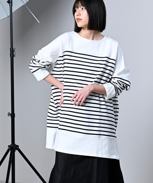LUPILIEN(ルピリアン)の「【LUPILIEN】切替バスクTシャツ(Tシャツ/カットソー・レディース・ブラック/ピンク/ブルー/グリーン・FREE)」の2枚目の写真