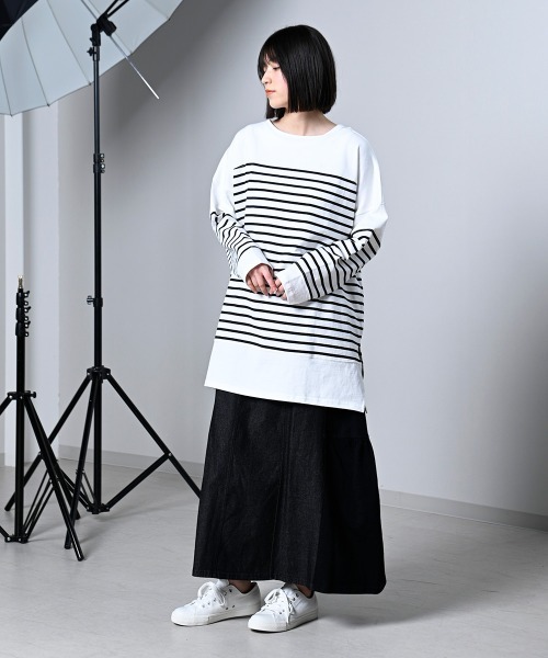 LUPILIEN(ルピリアン)の「【LUPILIEN】切替バスクTシャツ(Tシャツ/カットソー・レディース・ブラック/ピンク/ブルー/グリーン・FREE)」の7枚目の写真