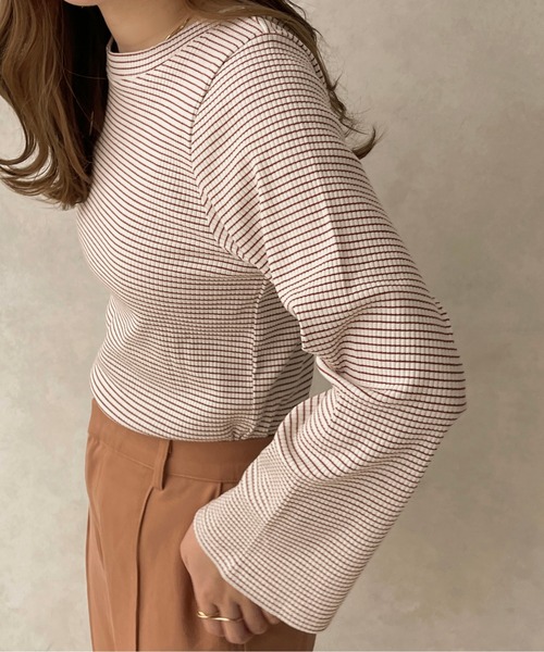 apres jour clair（アプレジュールクレア）の「【apresjour clair】リブボーダーロンT【ZOZOTOWN限定アイテム】（Tシャツ/カットソー・レディース・イエロー/オフホワイト/ブラウン系その他・X-LARGE/フリー）」の2枚目の写真