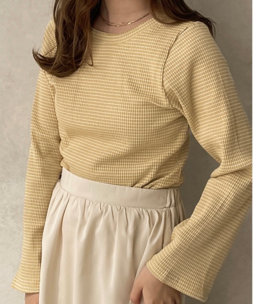 apres jour clair（アプレジュールクレア）の「【apresjour clair】リブボーダーロンT【ZOZOTOWN限定アイテム】（Tシャツ/カットソー・レディース・イエロー/オフホワイト/ブラウン系その他・X-LARGE/フリー）」の3枚目の写真