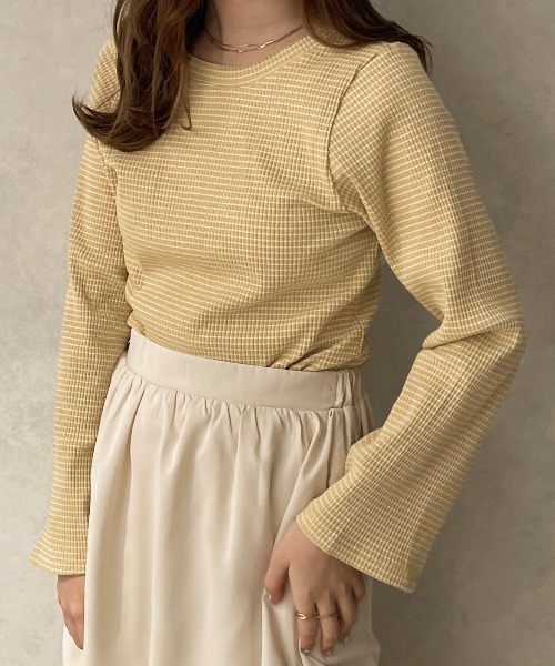 apres jour clair（アプレジュールクレア）の「【apresjour clair】リブボーダーロンT【ZOZOTOWN限定アイテム】（Tシャツ/カットソー・レディース・イエロー/オフホワイト/ブラウン系その他・X-LARGE/フリー）」の11枚目の写真