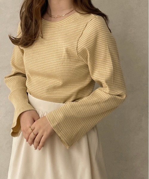 apres jour clair（アプレジュールクレア）の「【apresjour clair】リブボーダーロンT【ZOZOTOWN限定アイテム】（Tシャツ/カットソー・レディース・イエロー/オフホワイト/ブラウン系その他・X-LARGE/フリー）」の13枚目の写真