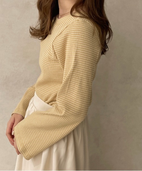 apres jour clair（アプレジュールクレア）の「【apresjour clair】リブボーダーロンT【ZOZOTOWN限定アイテム】（Tシャツ/カットソー・レディース・イエロー/オフホワイト/ブラウン系その他・X-LARGE/フリー）」の14枚目の写真