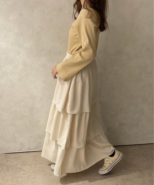 apres jour clair（アプレジュールクレア）の「【apresjour clair】リブボーダーロンT【ZOZOTOWN限定アイテム】（Tシャツ/カットソー・レディース・イエロー/オフホワイト/ブラウン系その他・X-LARGE/フリー）」の16枚目の写真