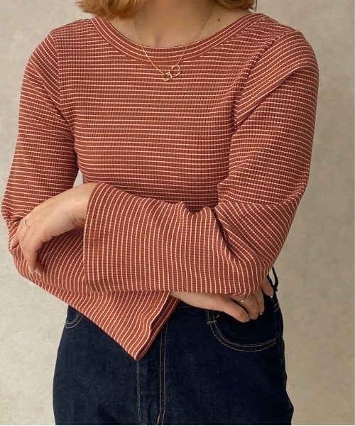 apres jour clair（アプレジュールクレア）の「【apresjour clair】リブボーダーロンT【ZOZOTOWN限定アイテム】（Tシャツ/カットソー・レディース・イエロー/オフホワイト/ブラウン系その他・X-LARGE/フリー）」の21枚目の写真