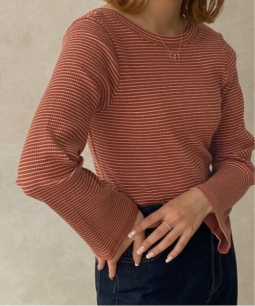 apres jour clair（アプレジュールクレア）の「【apresjour clair】リブボーダーロンT【ZOZOTOWN限定アイテム】（Tシャツ/カットソー・レディース・イエロー/オフホワイト/ブラウン系その他・X-LARGE/フリー）」の22枚目の写真