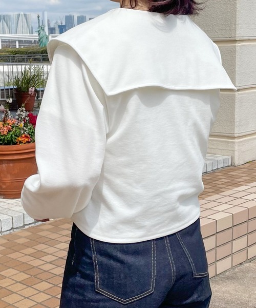 PairPair（ペアペア）の「ショート丈ビッグカラーカーディガン（カーディガン/ボレロ・レディース・ブラック/オフホワイト/ブルー系その他・フリー）」の7枚目の写真