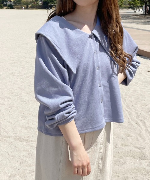 PairPair（ペアペア）の「ショート丈ビッグカラーカーディガン（カーディガン/ボレロ・レディース・ブラック/オフホワイト/ブルー系その他・フリー）」の18枚目の写真