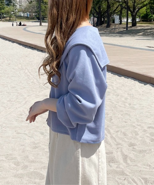 PairPair（ペアペア）の「ショート丈ビッグカラーカーディガン（カーディガン/ボレロ・レディース・ブラック/オフホワイト/ブルー系その他・フリー）」の19枚目の写真