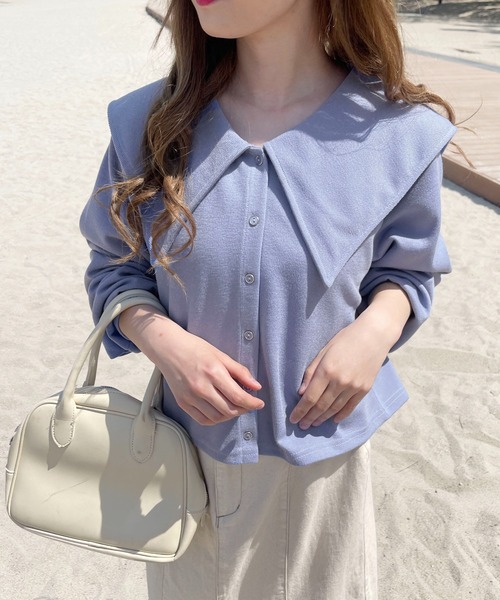 PairPair（ペアペア）の「ショート丈ビッグカラーカーディガン（カーディガン/ボレロ・レディース・ブラック/オフホワイト/ブルー系その他・フリー）」の17枚目の写真