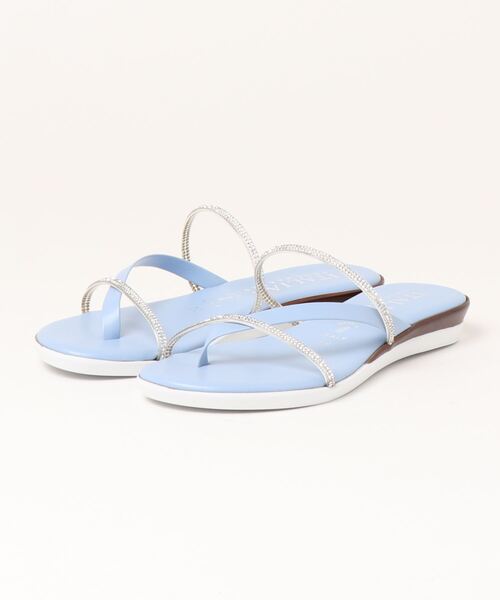 ITALIAN SHOEMAKERS(イタリアンシューメーカー)の「【ITALIAN SHOEMAKERS】ラインストーンダブルストラップサンダル(922311)(サンダル・レディース・ブルー/アイボリー/ブラック・36/37/38/35)」の1枚目の写真