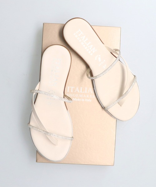 ITALIAN SHOEMAKERS(イタリアンシューメーカー)の「【ITALIAN SHOEMAKERS】ラインストーンダブルストラップサンダル(922311)(サンダル・レディース・ブルー/アイボリー/ブラック・36/37/38/35)」の2枚目の写真