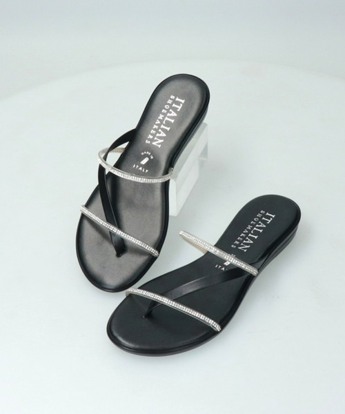 ITALIAN SHOEMAKERS(イタリアンシューメーカー)の「【ITALIAN SHOEMAKERS】ラインストーンダブルストラップサンダル(922311)(サンダル・レディース・ブルー/アイボリー/ブラック・36/37/38/35)」の3枚目の写真
